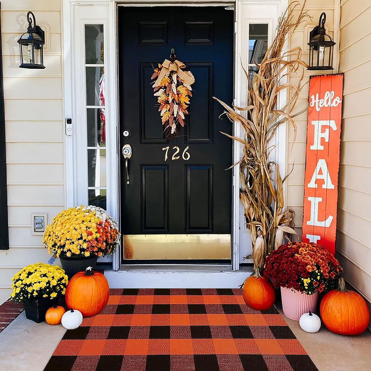 Extra Large Buffalo Plaid Doormat Layering Rug