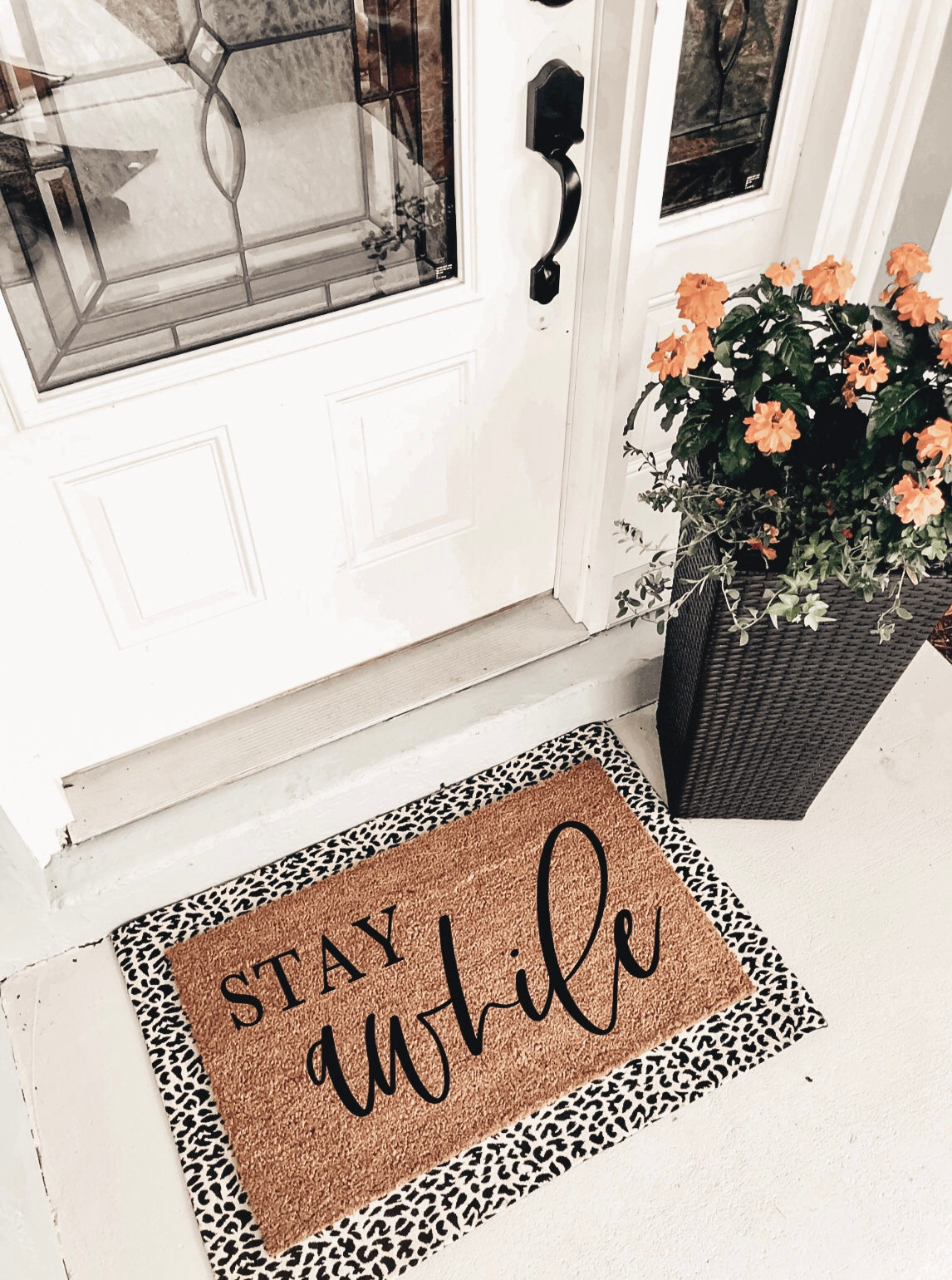 White Leopard Print Layering Rug The Doormat Company