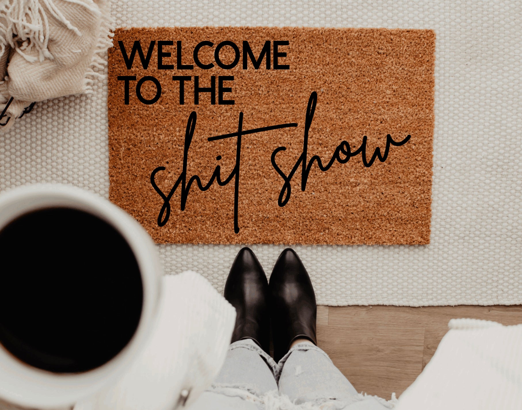 'Welcome To The Shitshow' Funny Doormat – 30x17 Inch Coir Entrance Mat With Anti-Slip Backing