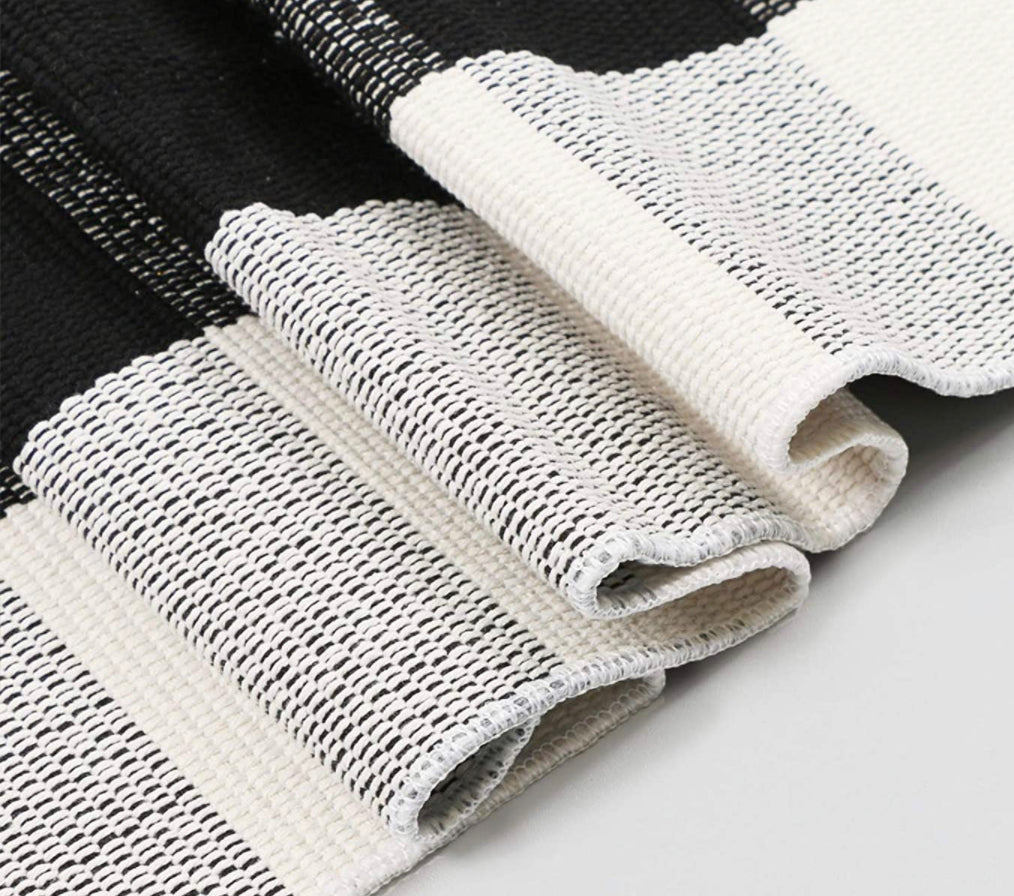 Black + White Buffalo Plaid Layering Rug