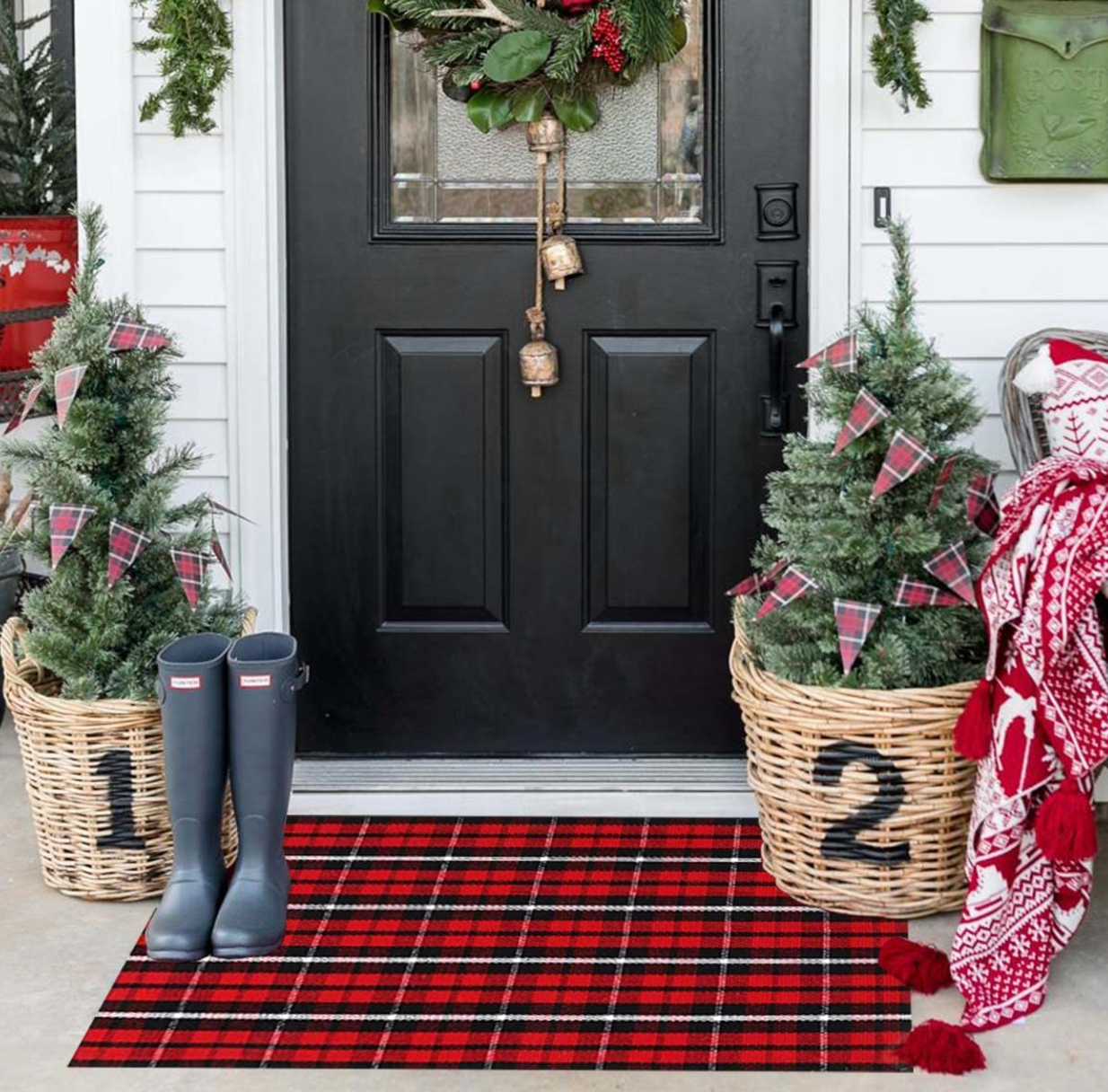 Christmas Plaid Layering Rug