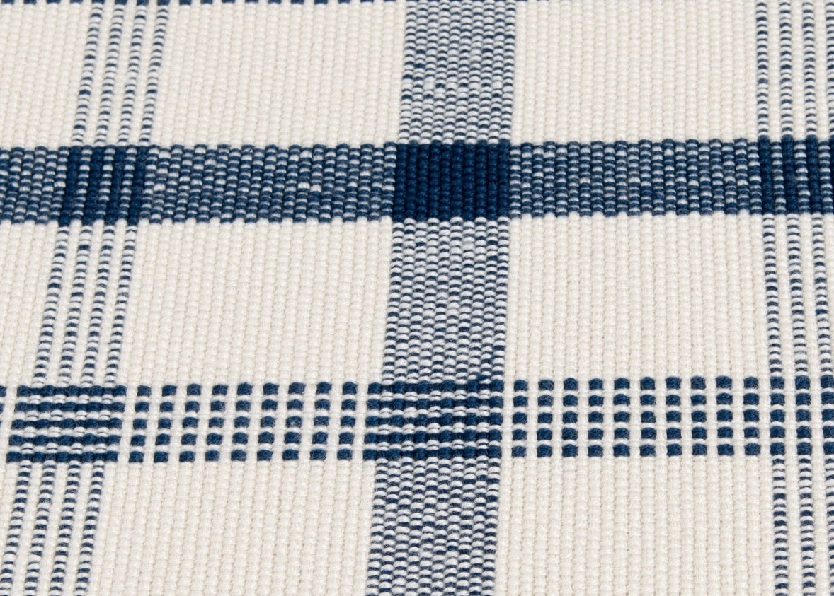 Dark Blue Windowpane Layering Rug