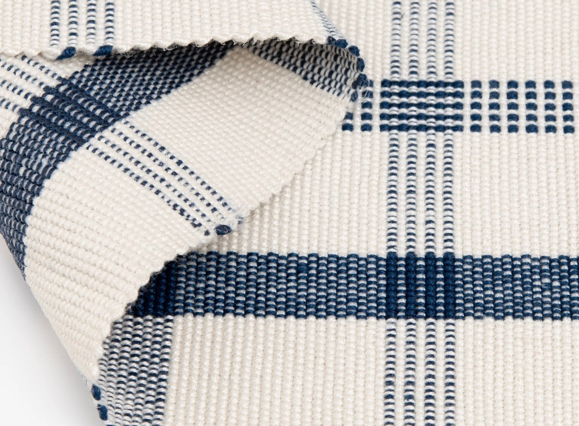 Dark Blue Windowpane Layering Rug