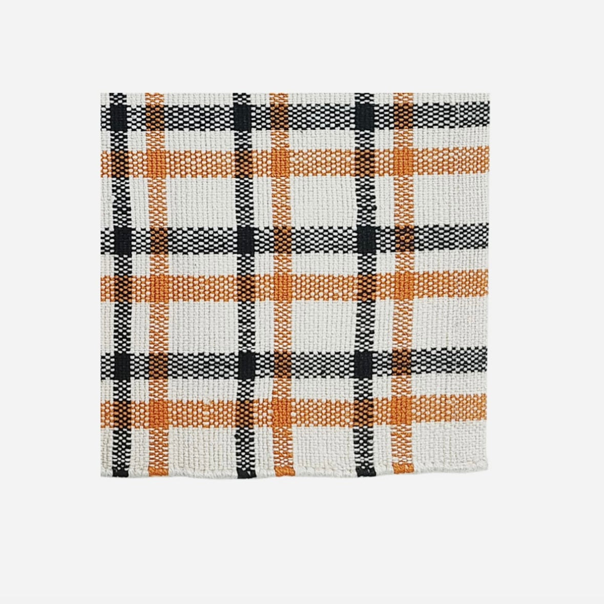 Black + Orange Windowpane Layering Rug