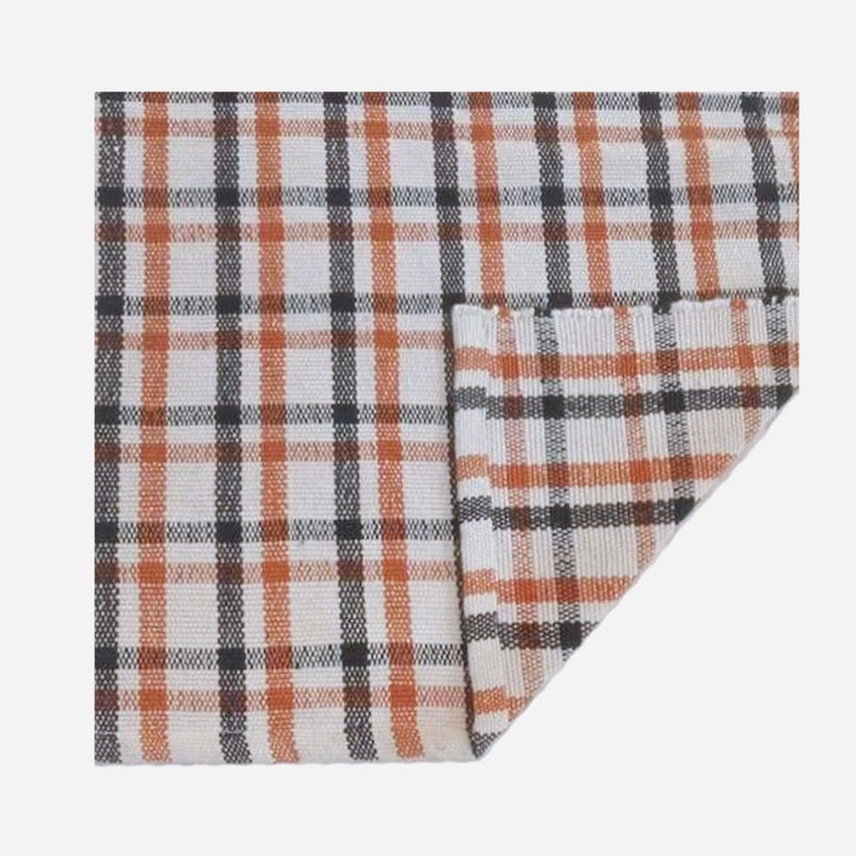 Black + Orange Windowpane Layering Rug