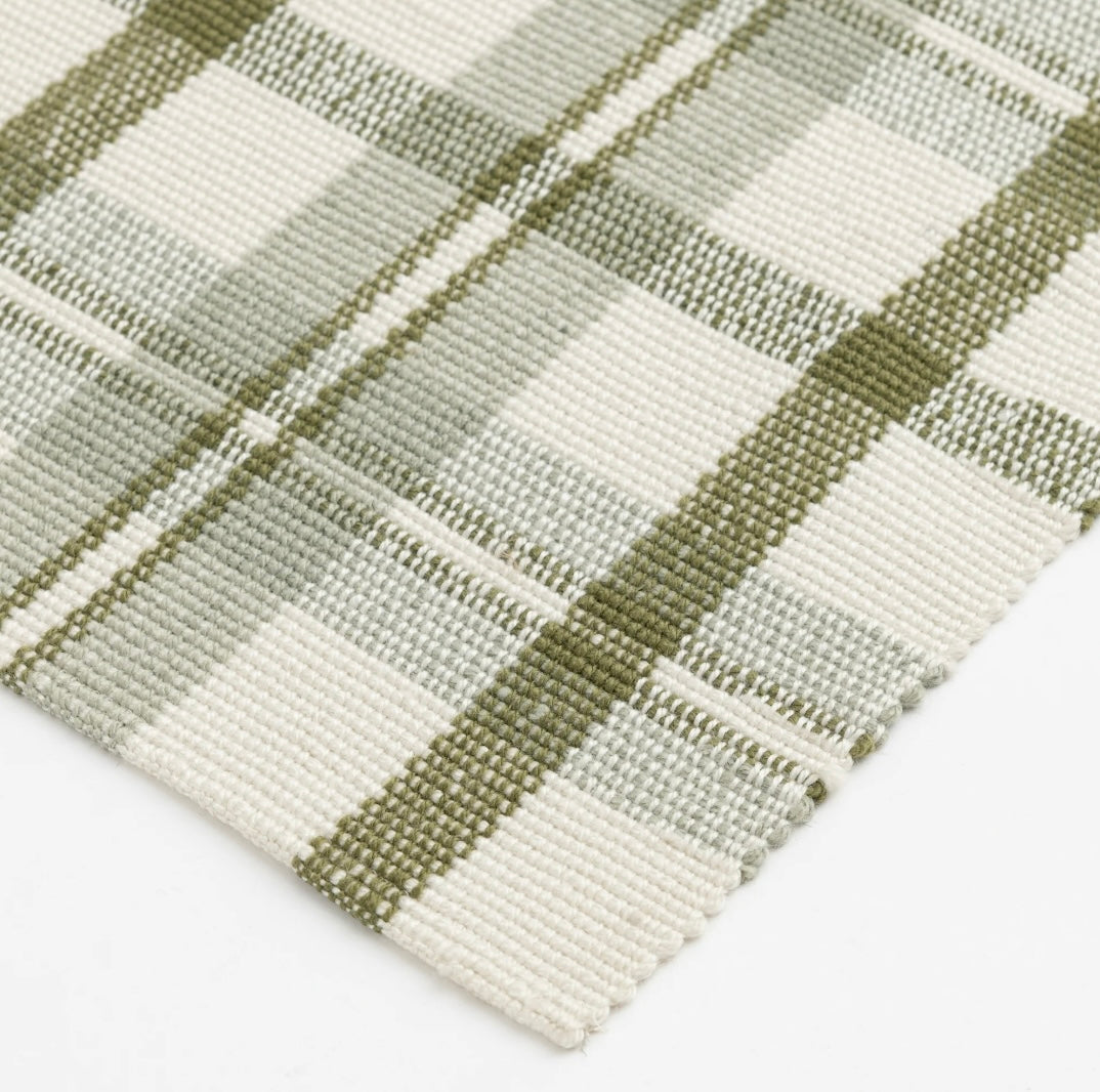 Green Windowpane Layering Rug