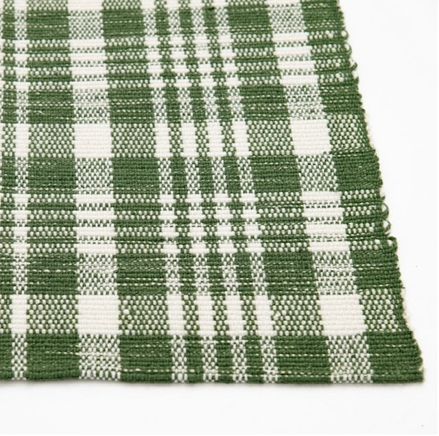 Bright Green Windowpane Layering Rug