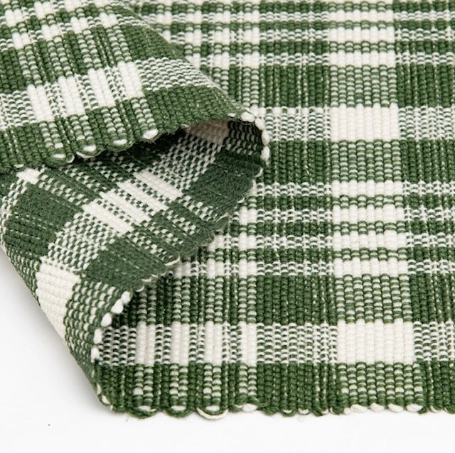 Bright Green Windowpane Layering Rug