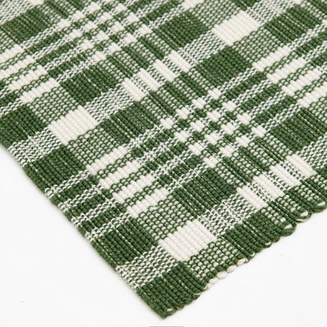 Bright Green Windowpane Layering Rug