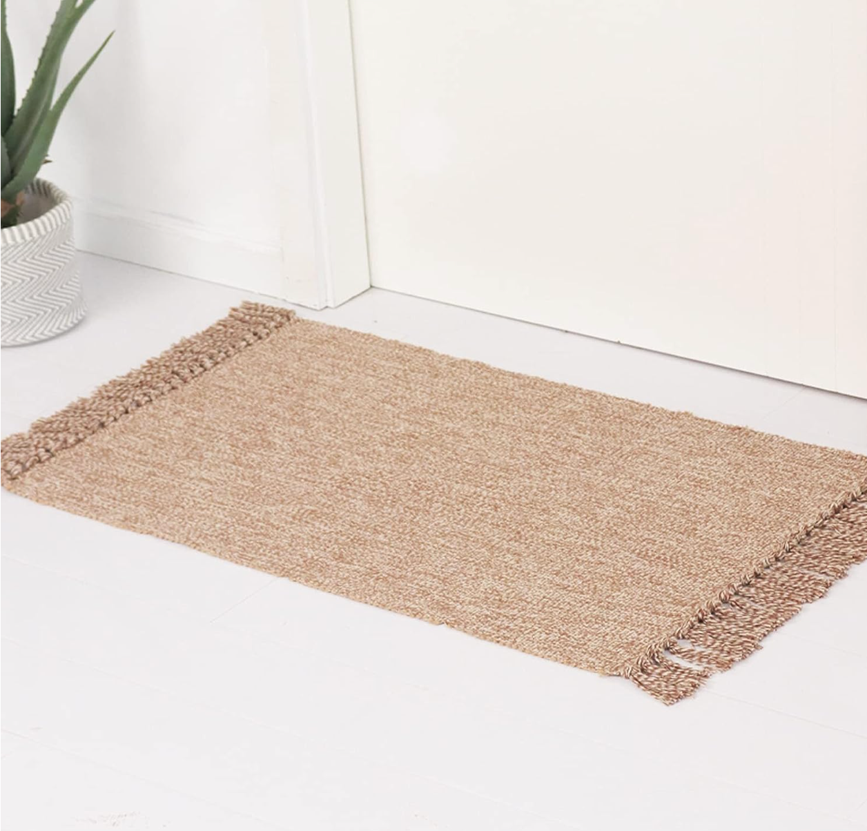 Taupe Layering Rug With Tassels