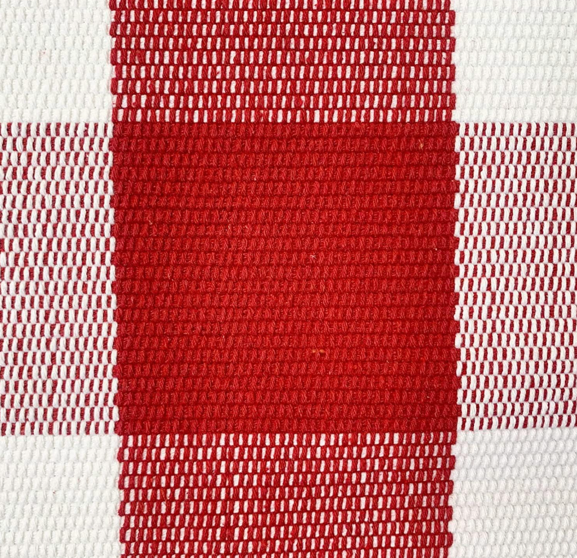 Red + White Plaid Layering Rug
