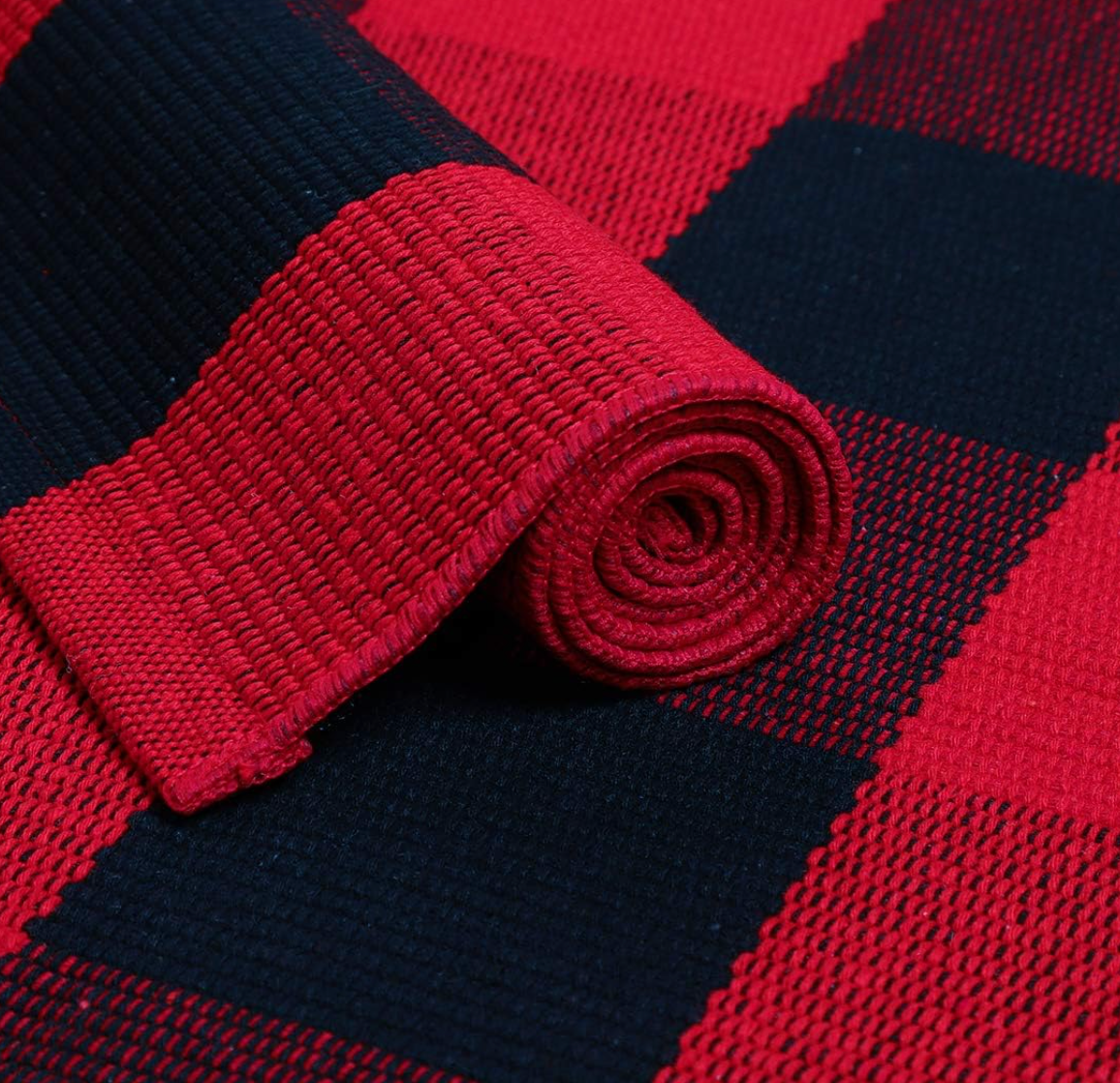 Red + Black Plaid Layering Rug