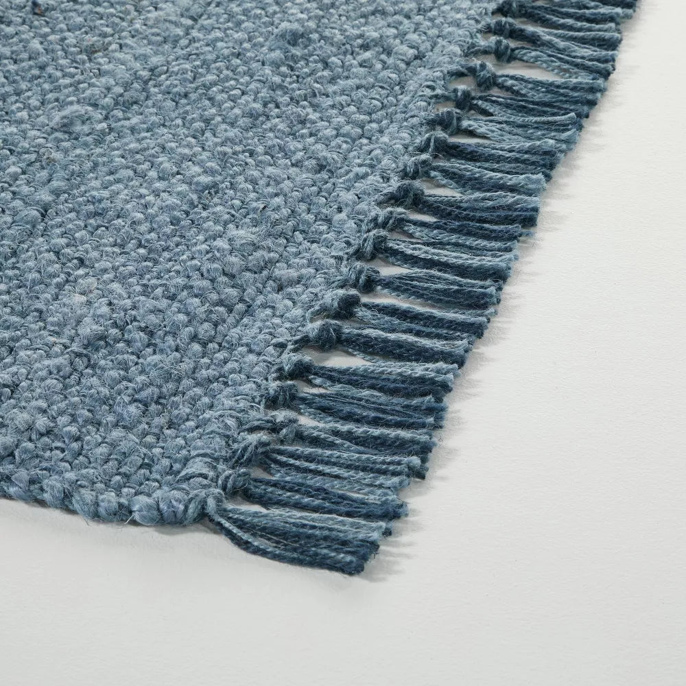 Faded Blue Tassel Layering Rug