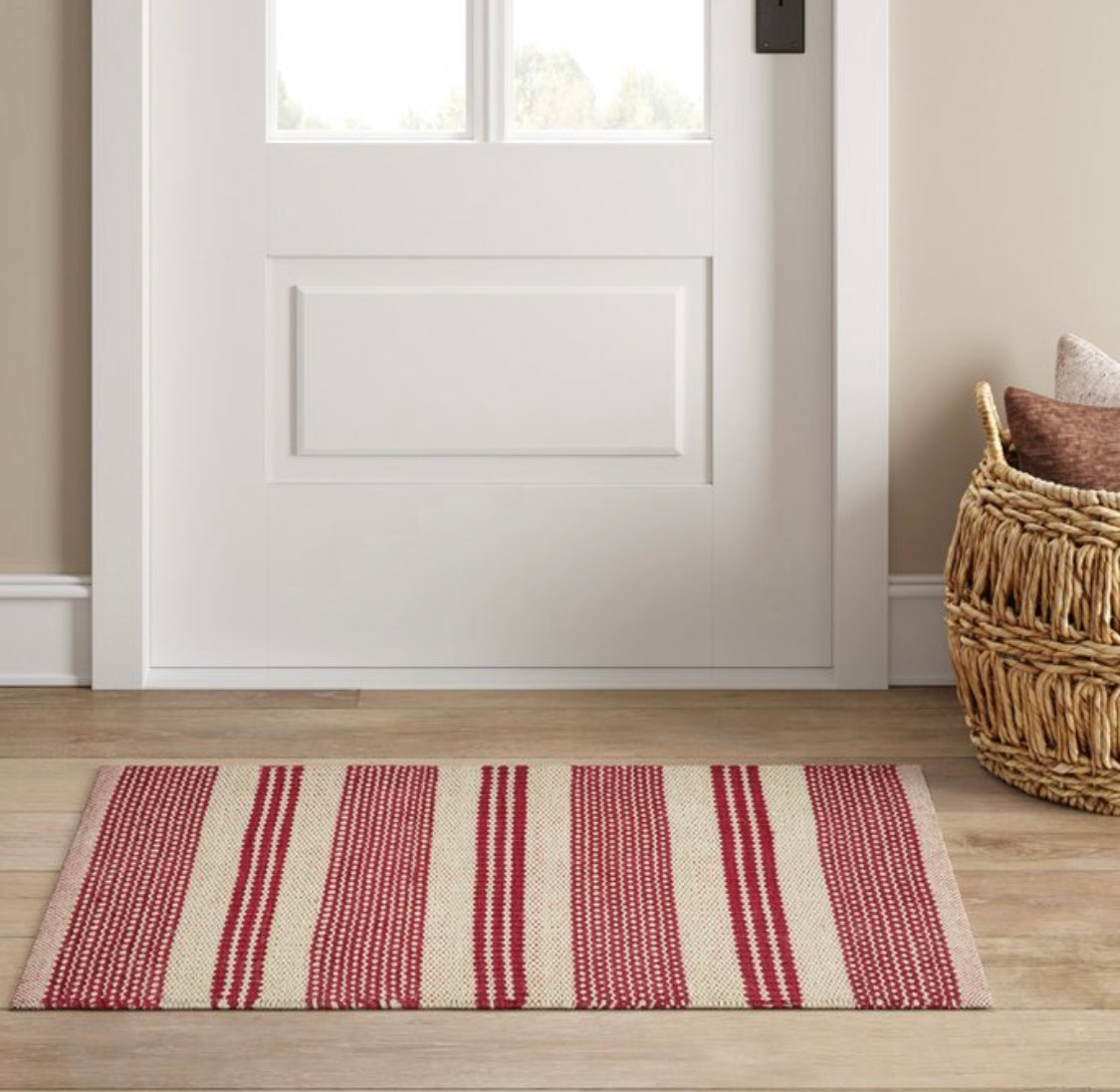 Red Layered Rugs Red + Natural Jute Striped Layering Rug | The Doormat Company
