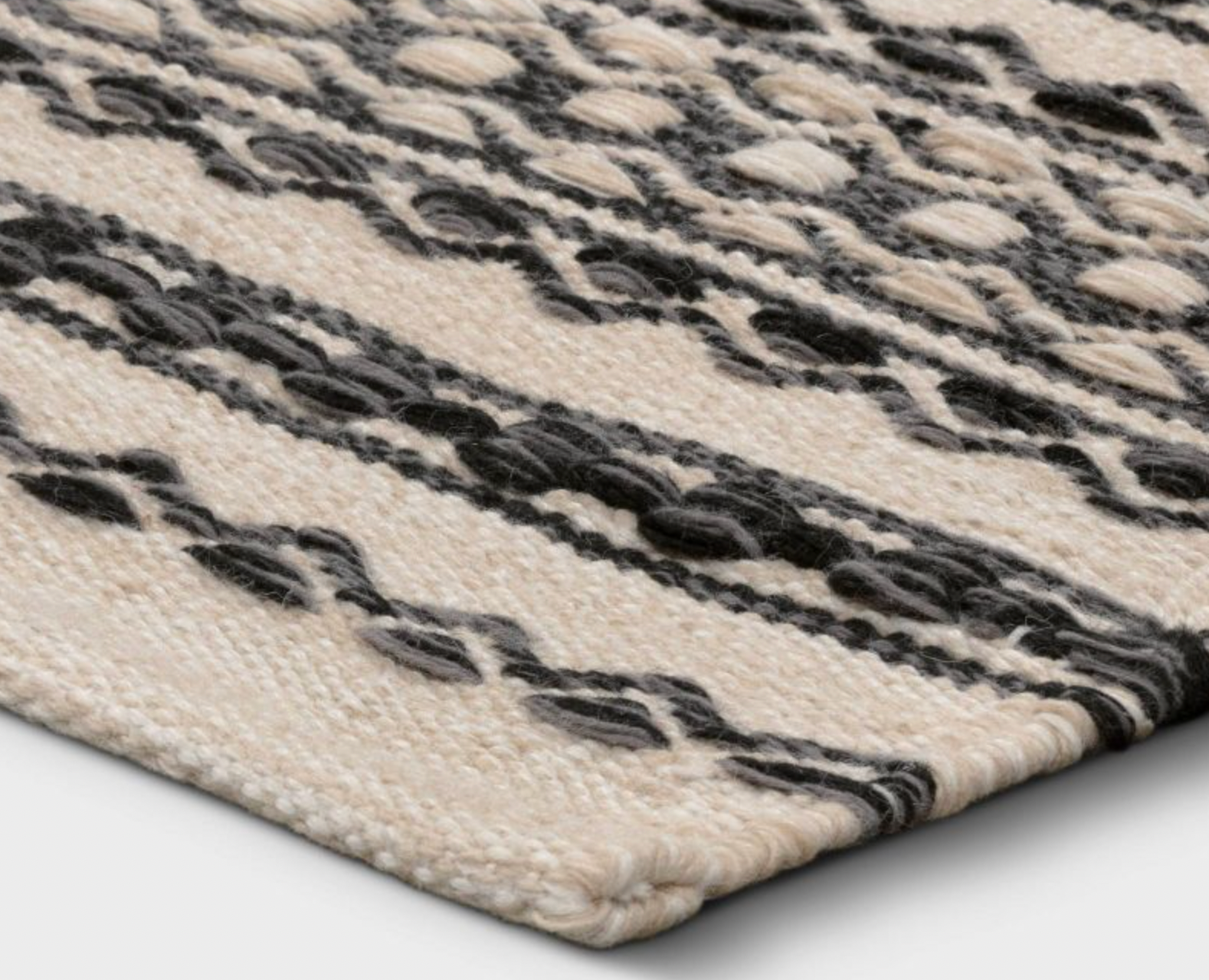 Black + Tan Striped Layering Rug *Washable*