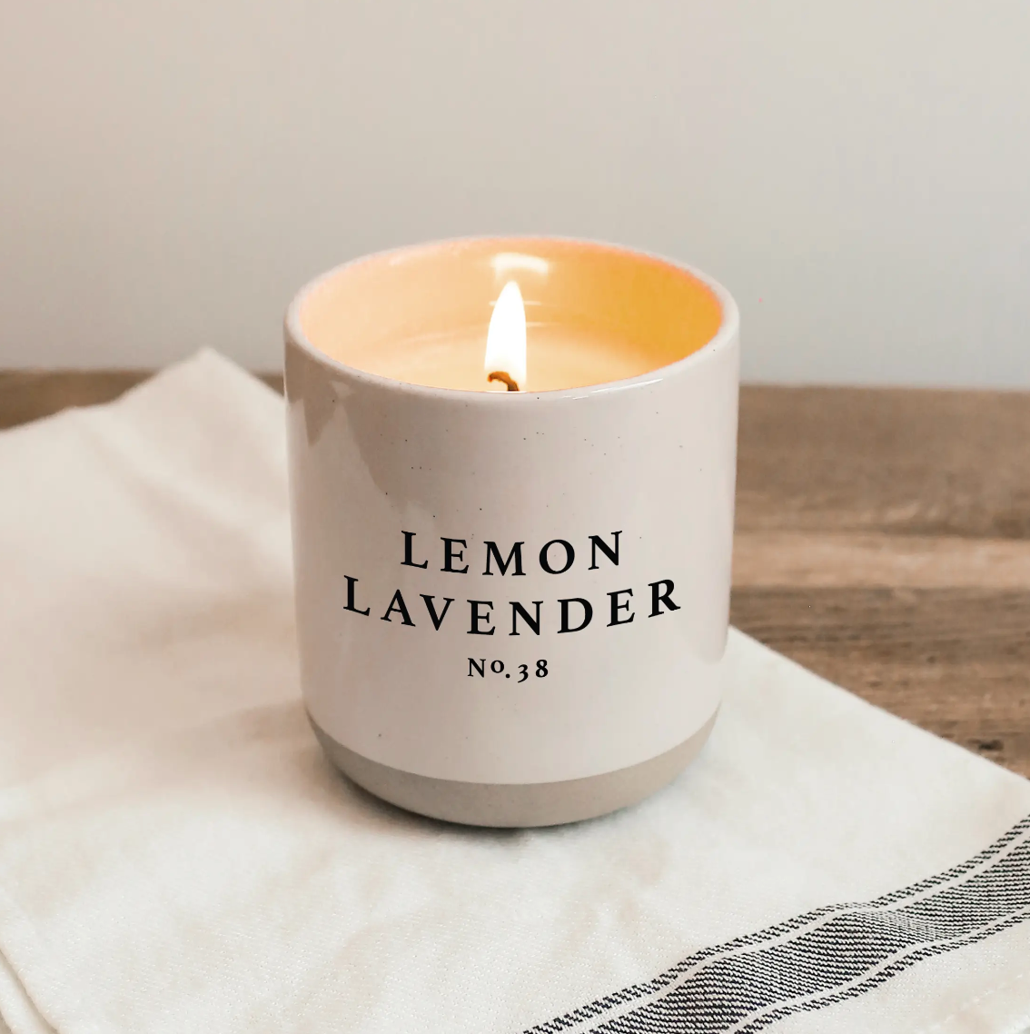 Lemon Lavender Soy Candle - Cream Stoneware Jar