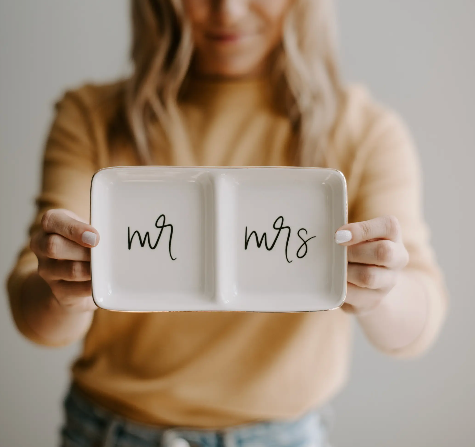 Mr. and Mrs. Jewelry Dish - Black and White