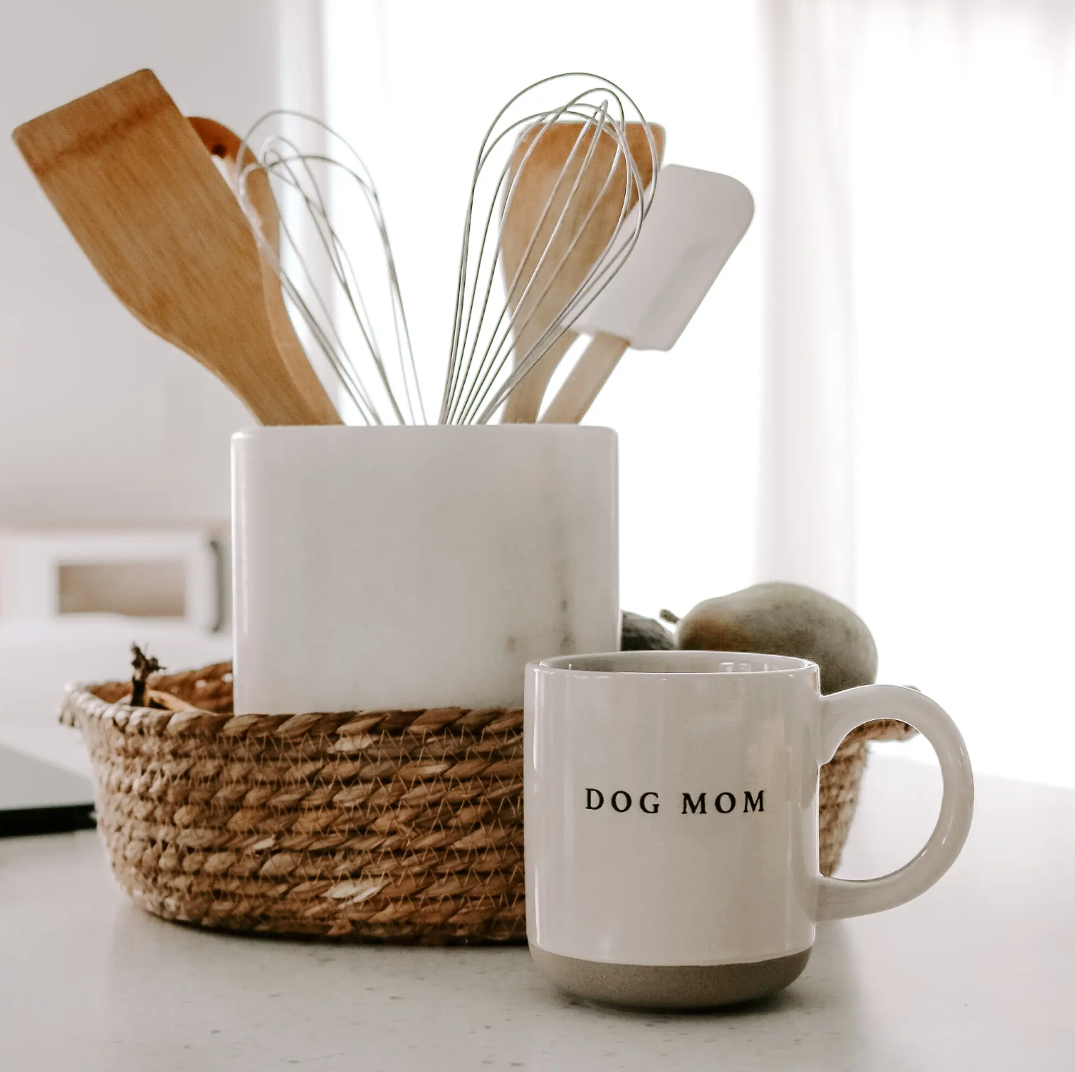 Dog Mom - Cream Stoneware Coffee Mug