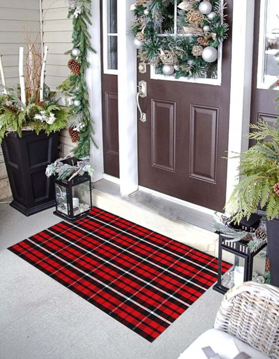 Christmas Plaid Layering Rug | The Doormat Company