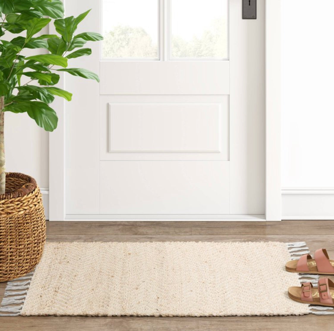 Natural/Ivory Woven Layering Rug | The Doormat Company